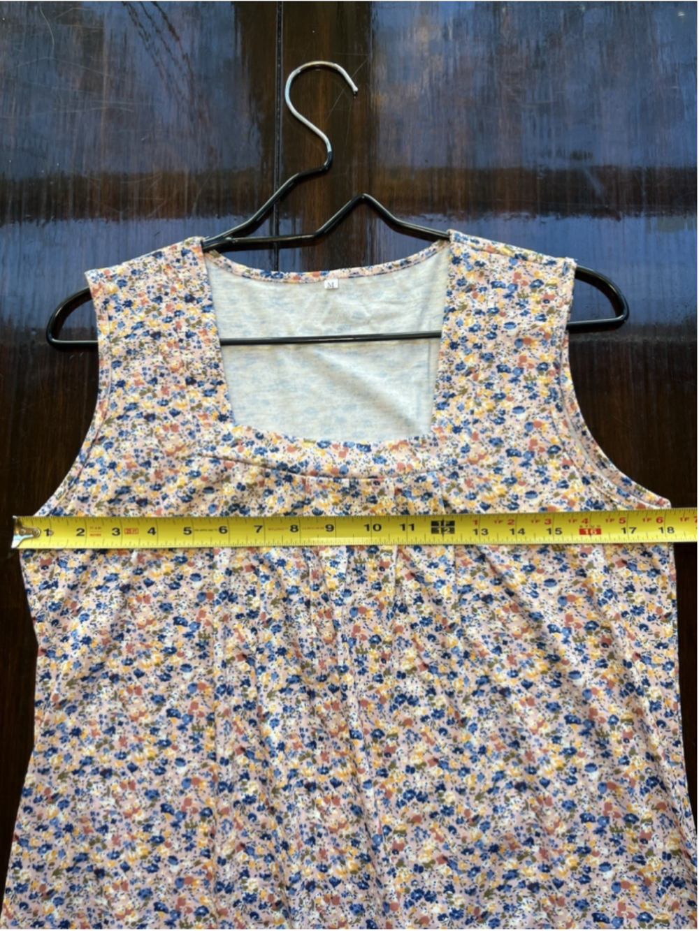 Wyobmus Square Neck Tank Top Sleeveless Dress Pleated Woman Size Medium Floral - Picture 9 of 11